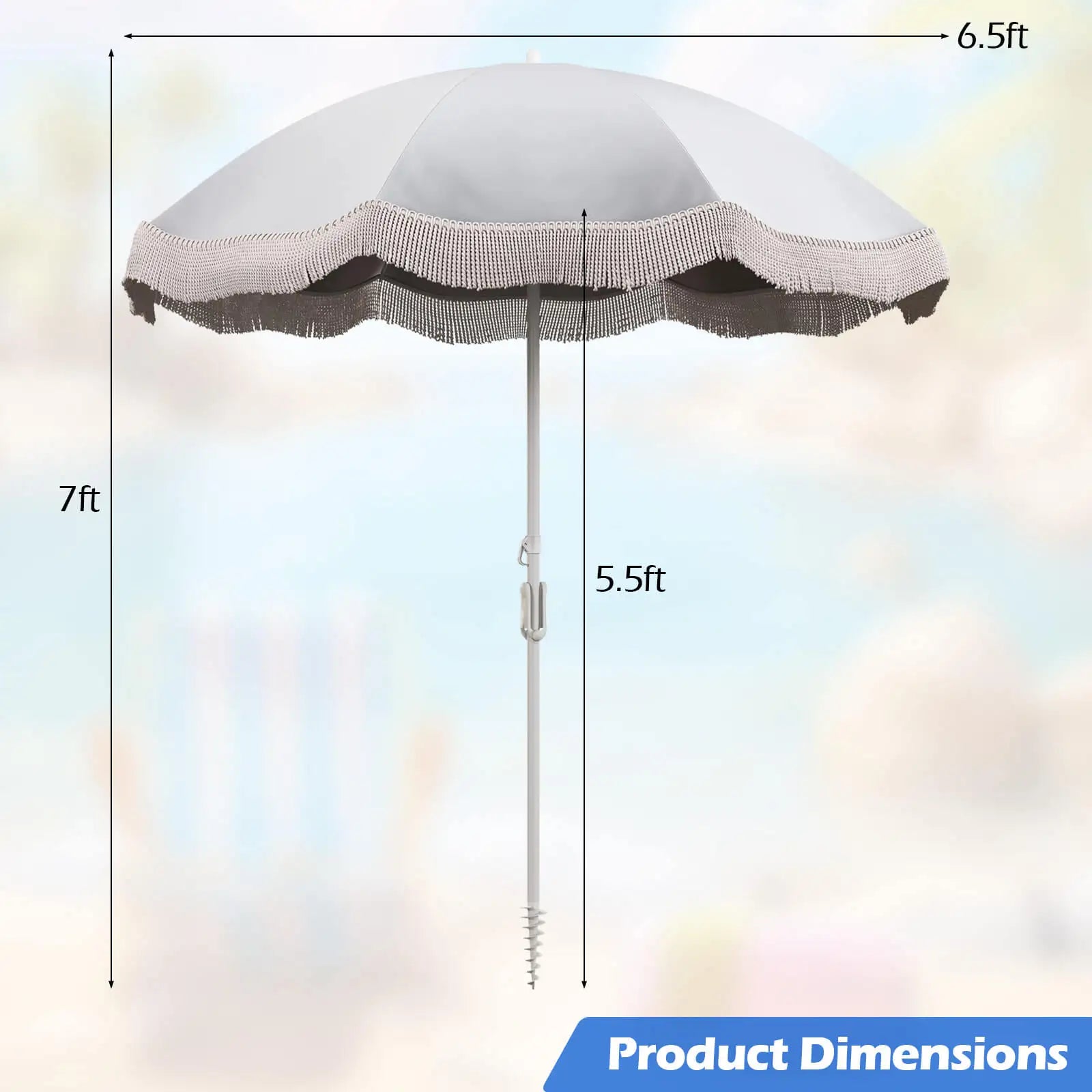 6.5 FT Outdoor Umbrella w/Carrying Bag Push Button Tilt