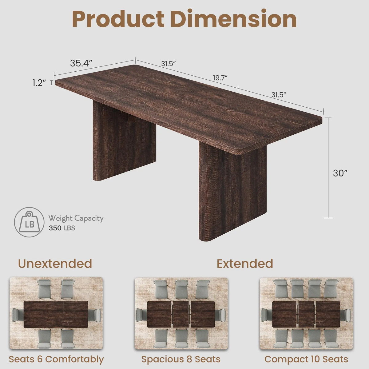 63-83" Extendable Dining Table