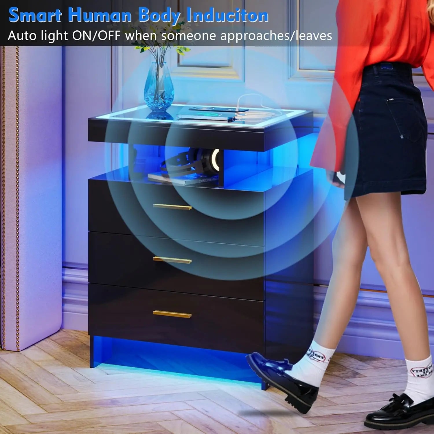 2 Nightstands Wireless Charging LED