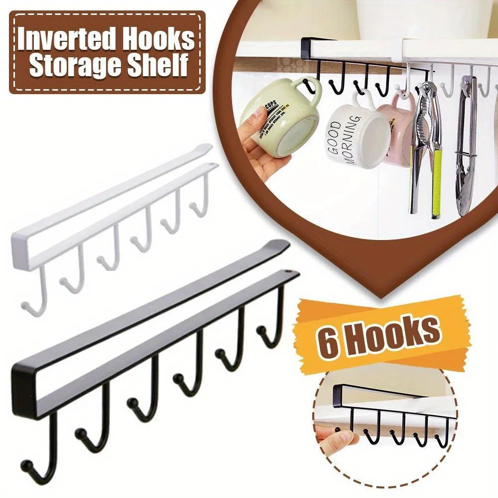1pc Kitchen 6 Hooks Storage Rack