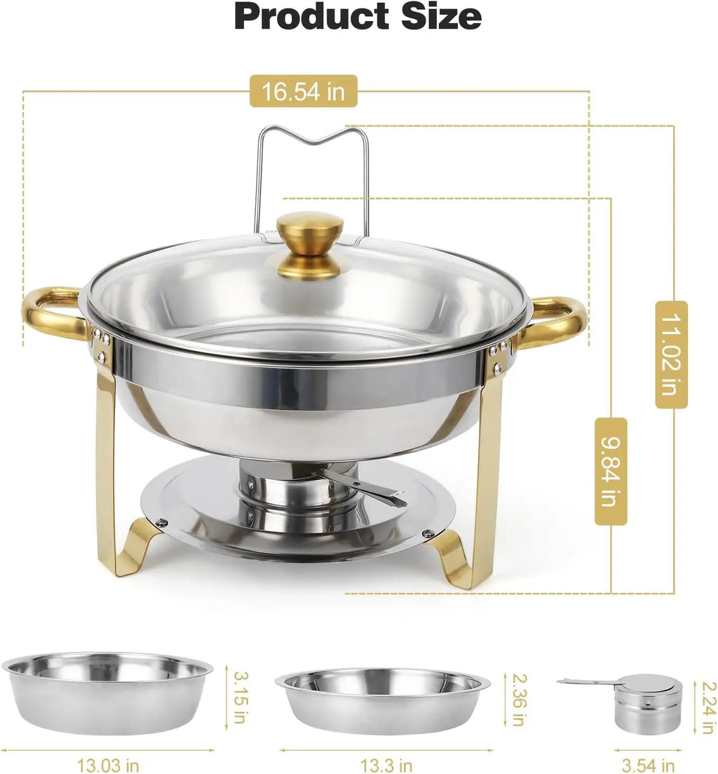 4-5QT Round Chafing Dishes with Glass Lid