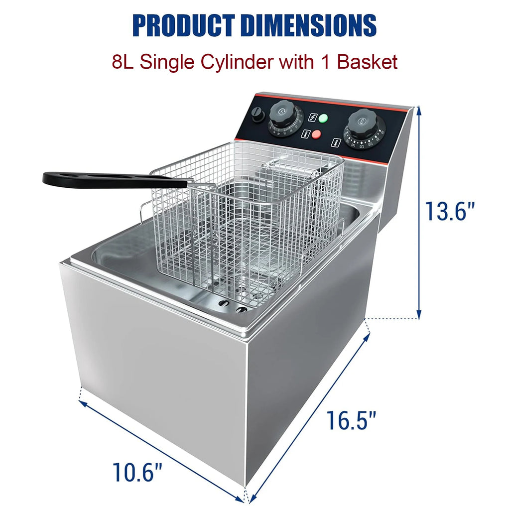 Stainless Steel Electric Deep Fryer with Baskets
