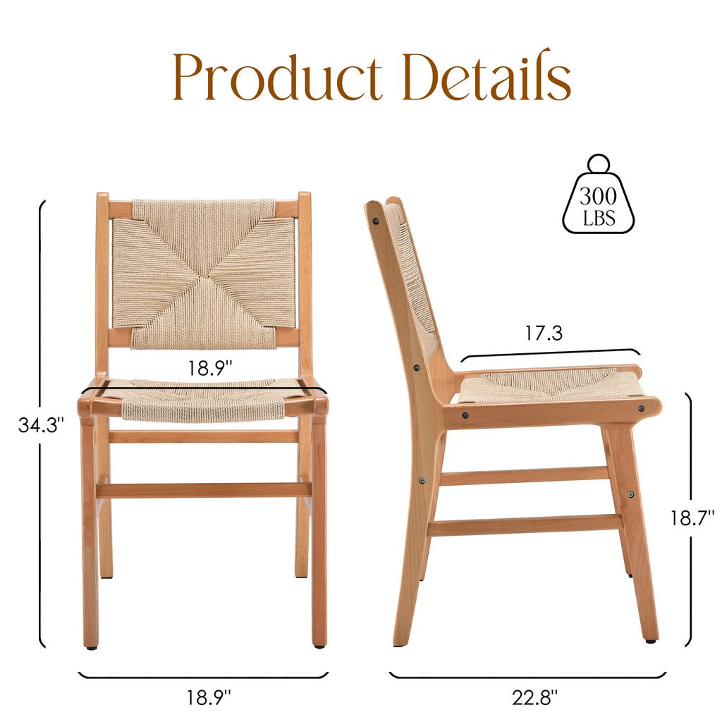 Set of 2 Wood Frame Chairs