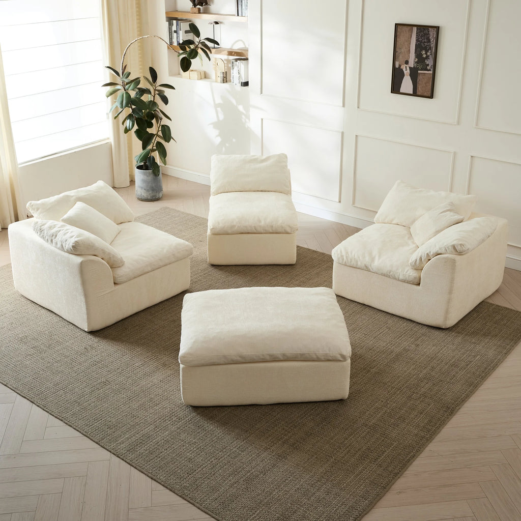 3-Seater Chenille Fabric Sofa modular sectional