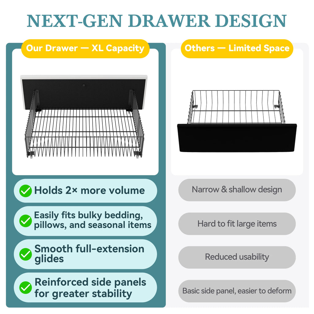 Storage Bed Frame with Adjustable Headboard, 4 Drawers, No Box Spring Needed