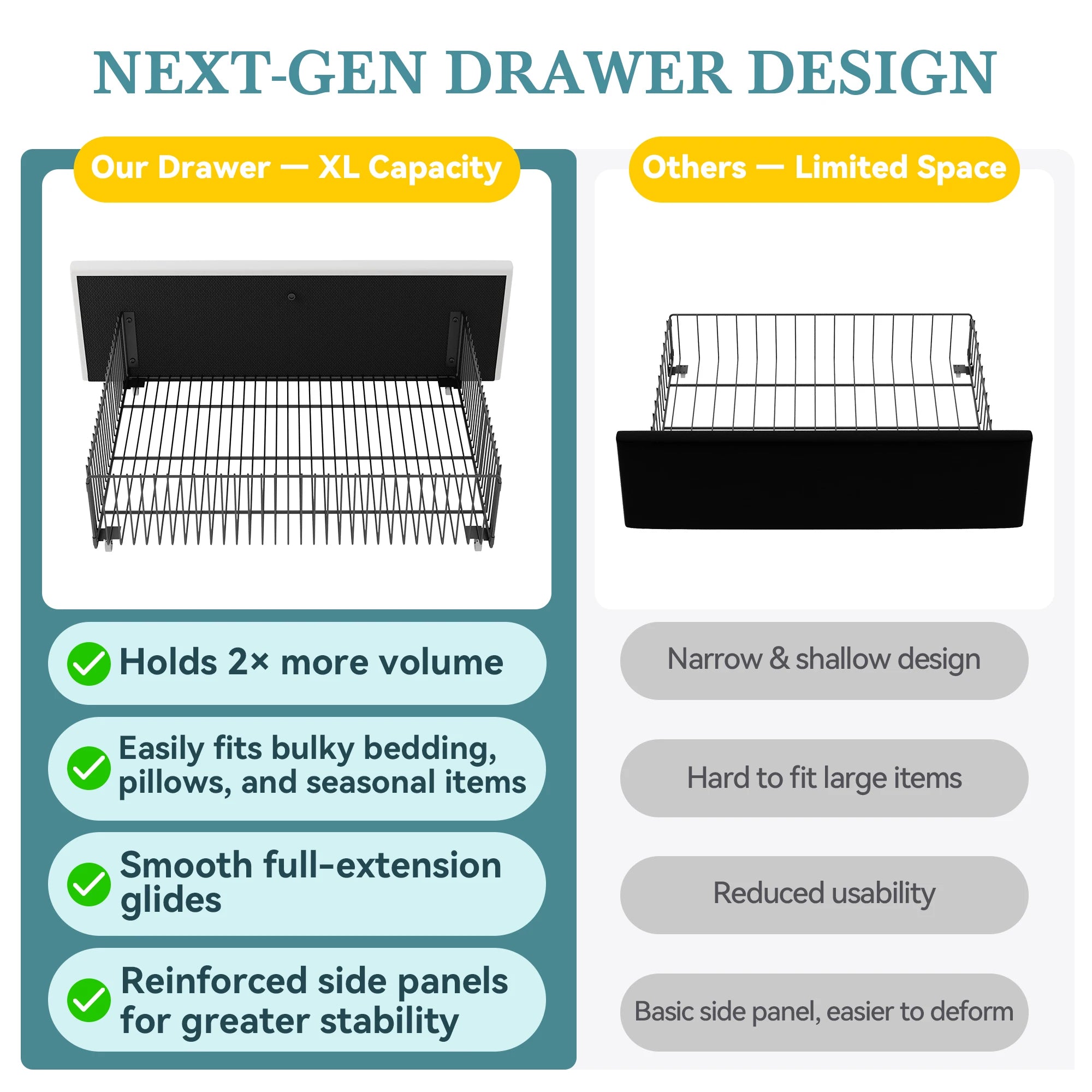 Storage Bed Frame with Adjustable Headboard, 4 Drawers, No Box Spring Needed