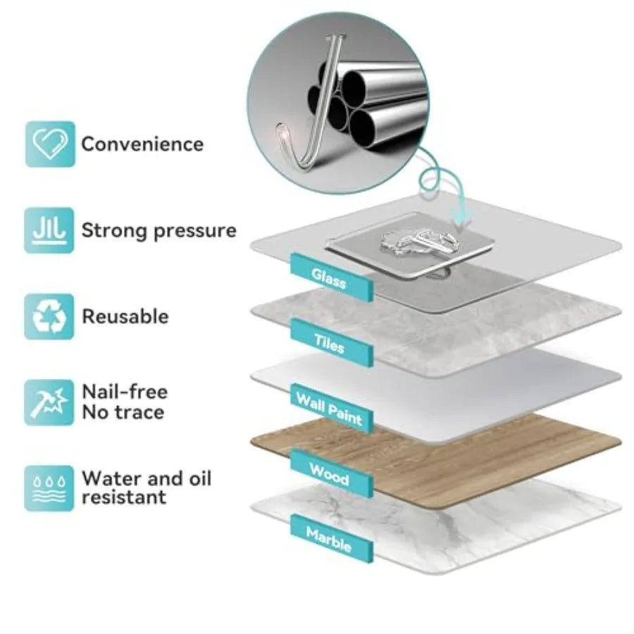 28 Pack Clear Adhesive Wall Hooks for Kitchen, Bathroom, Shower