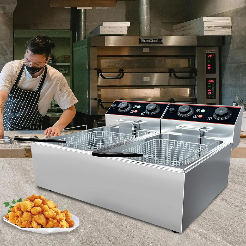 Stainless Steel Electric Deep Fryer with Baskets