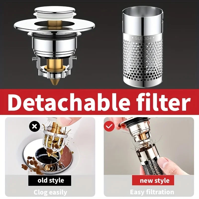 Press-Type Easy Install Anti-Clog Drain