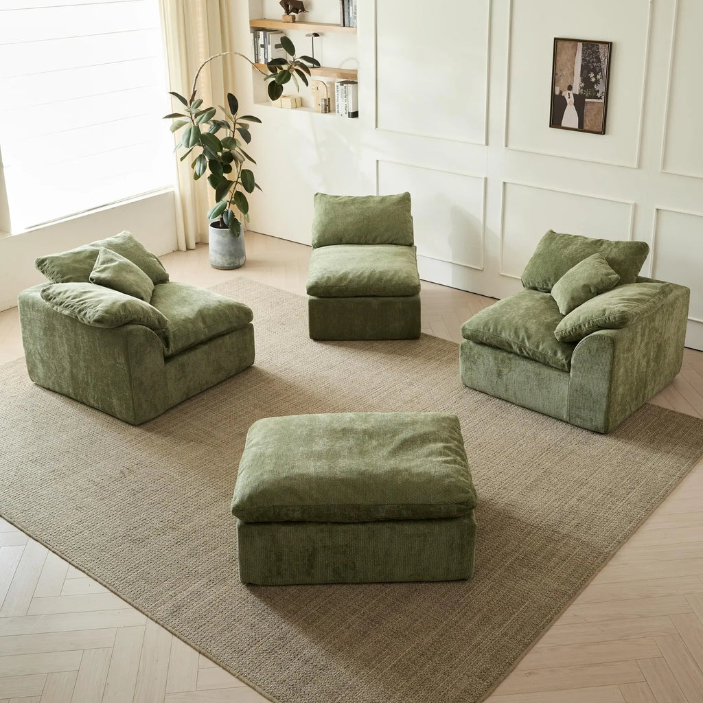109"  L-Shaped 3-Seater Couch with Ottoman