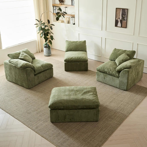 109"  L-Shaped 3-Seater Couch with Ottoman