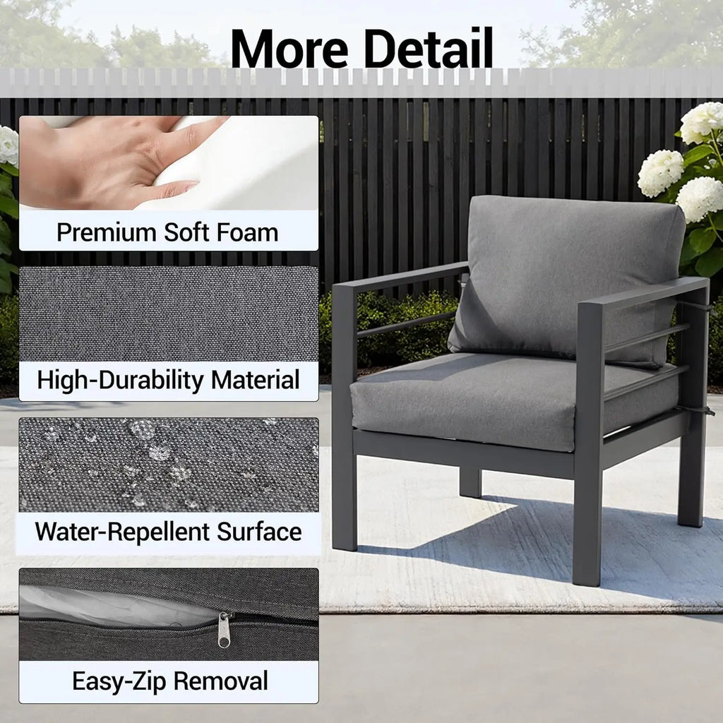 4 Piece Metal Patio Furniture Set