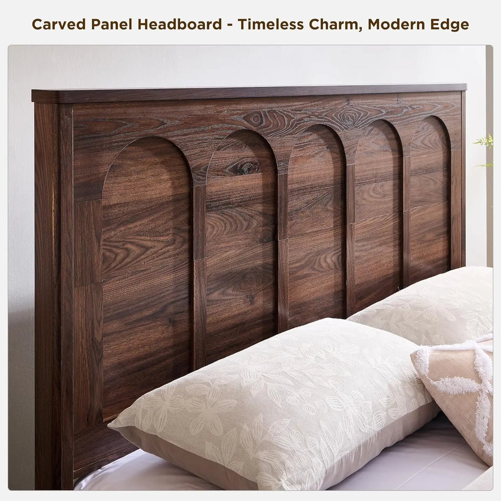 Queen Bed Frame with 4 Drawers Arched Headboard