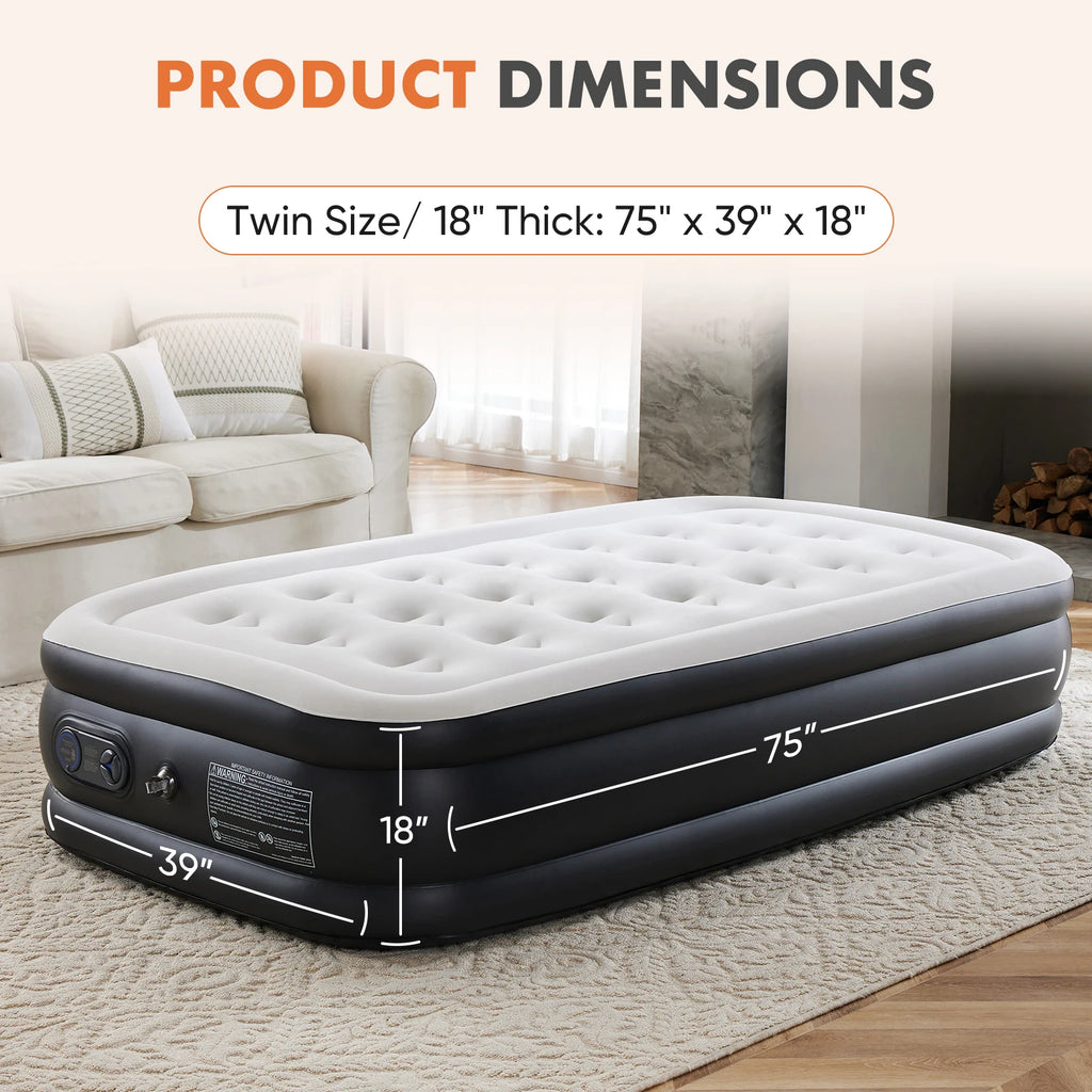 18IN Tall Air Mattress with Built in Pump