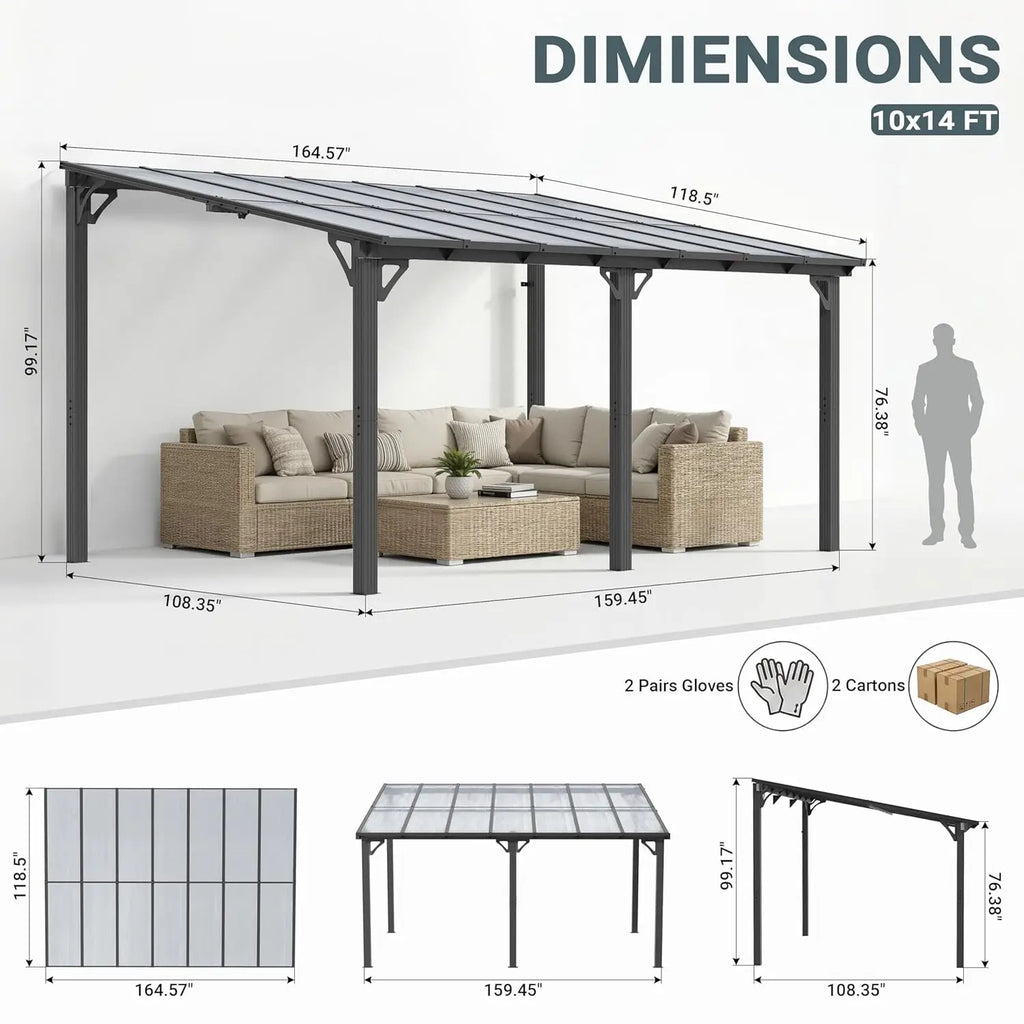 10'x14'  Lean to Gazebo, Pergolas