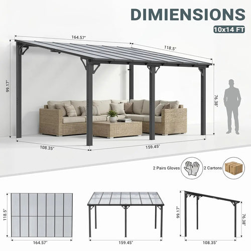10'x14'  Lean to Gazebo, Pergolas
