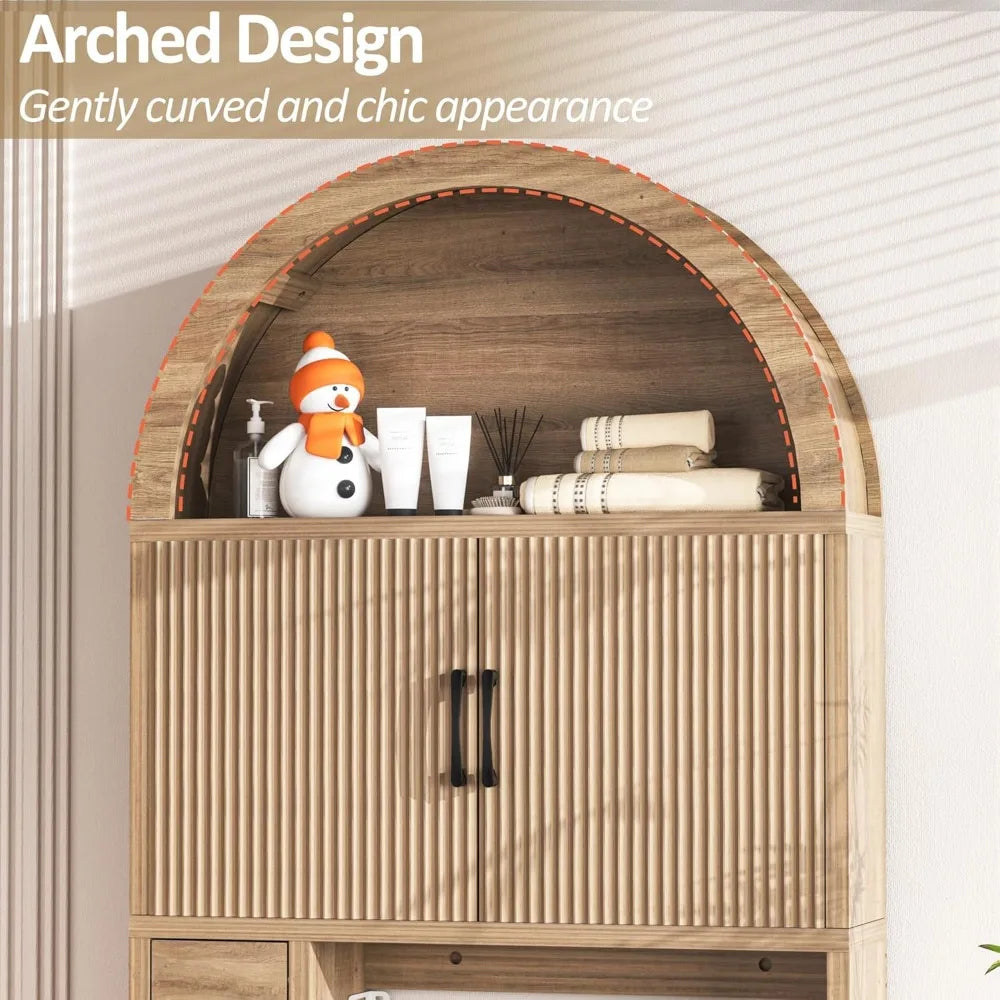 Over The Toilet Storage Cabinet, Bathroom Shelf Organizer Freestanding, Bathroom Arch Cabinet Over Toilet, Customized