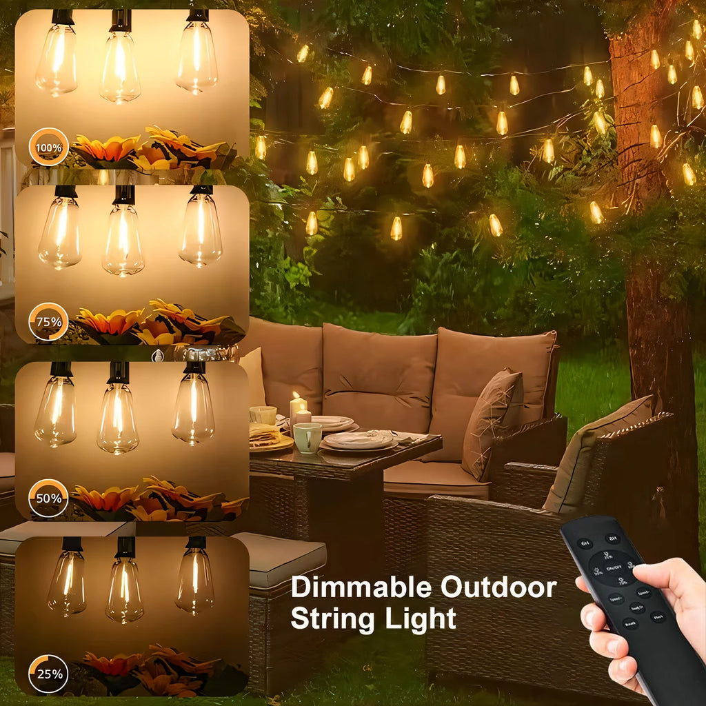 50FT String Lights Solar Powered with Remote, Waterproof