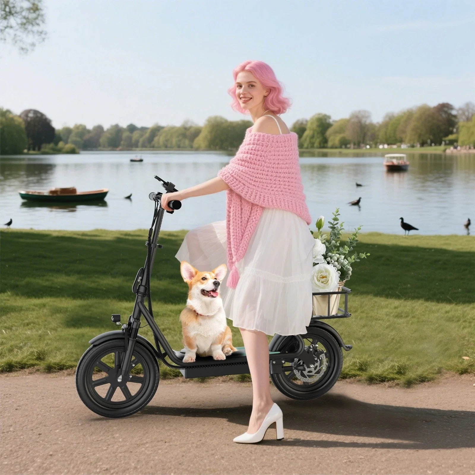 14‘’ Electric Scooter with Seat/Basket