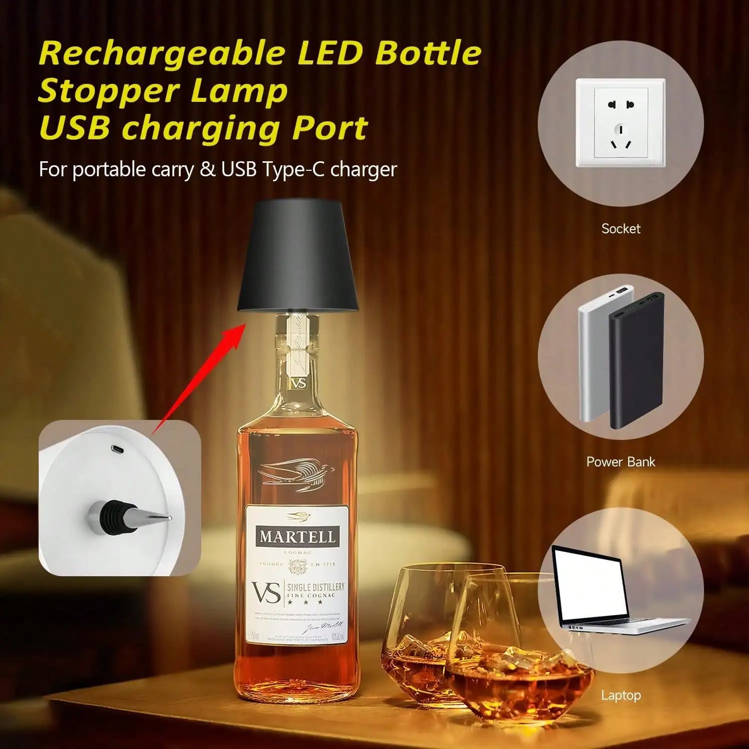 Rechargeable Wireless LED Wine Bottle Lamp