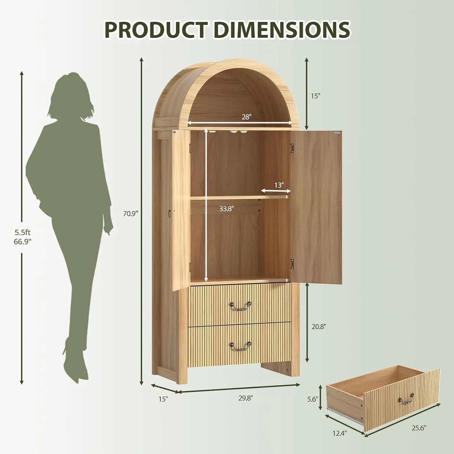 71" Arched Storage Cabinet
