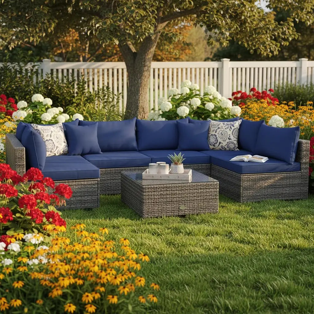 7 Pieces Wicker Patio Furniture Set