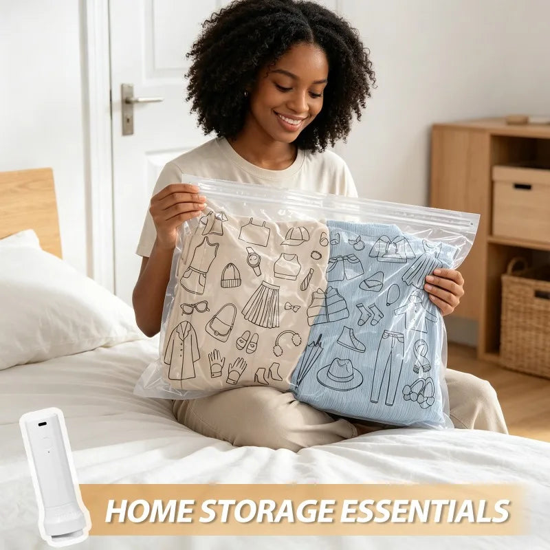 15 Pack Vacuum Bags ,Rechargeable Air Pump