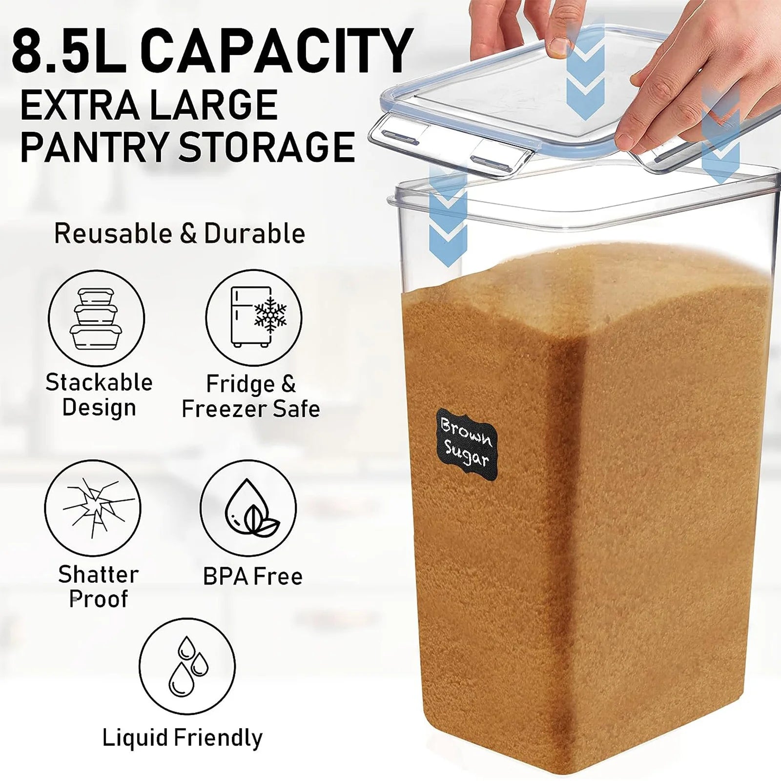 2Pcs Airtight  8.7L Food Storage Containers