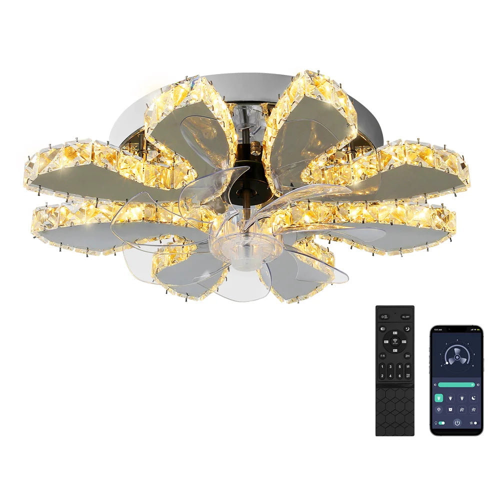 Crystal Ceiling Fan Led, App Controlled