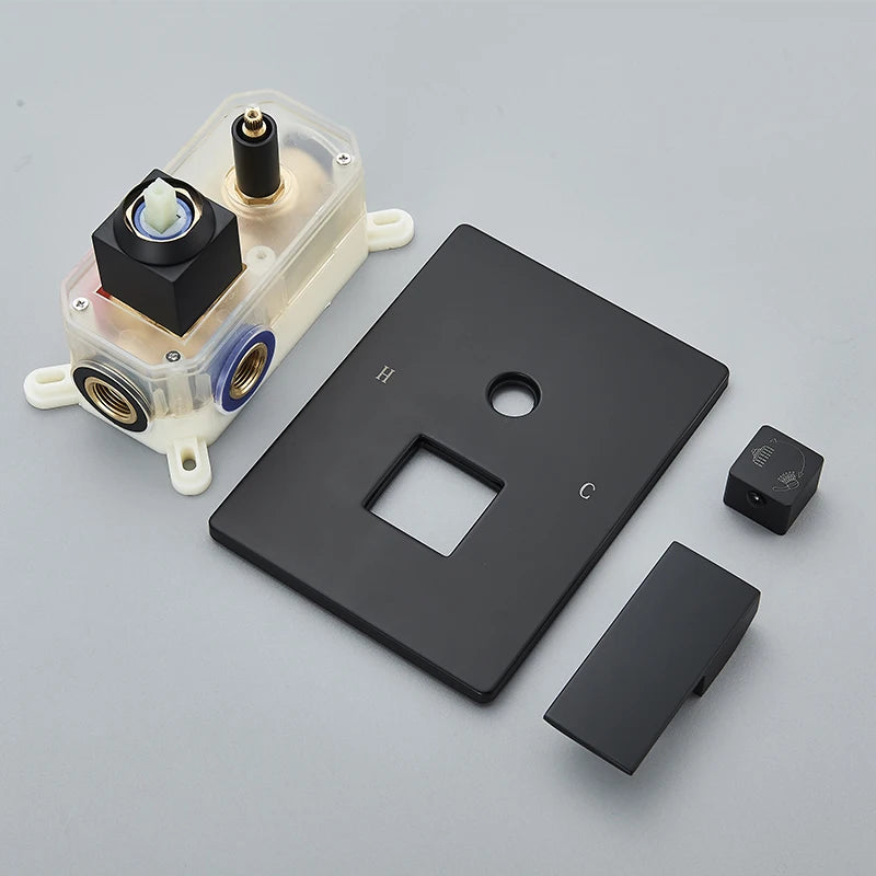Matte Black Rainfall Shower Faucets
