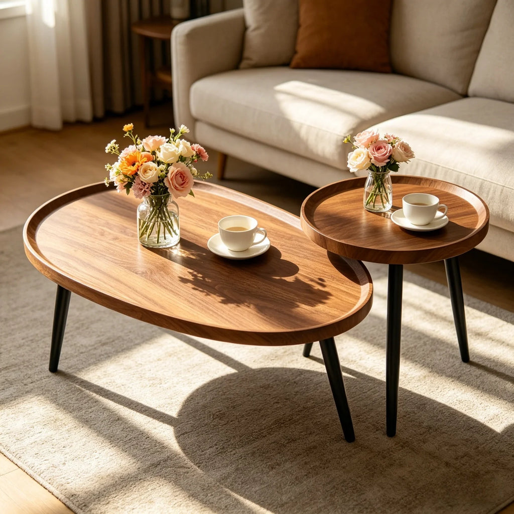 2 Mid-Century Coffee Table, Solid Wood