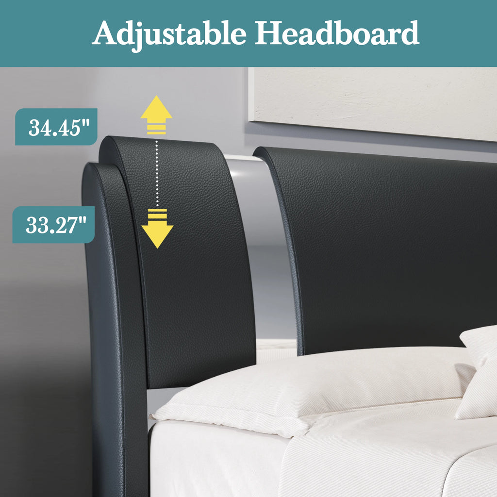 Leather Low Profile Platform Bed