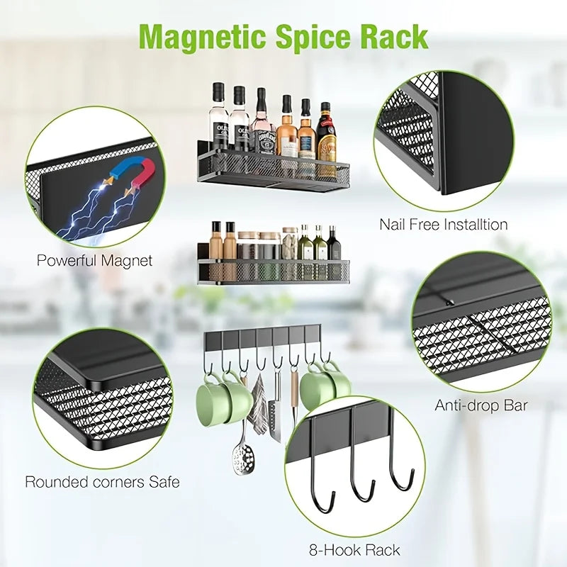 Magnetic Spice Rack, 4-Piece Set