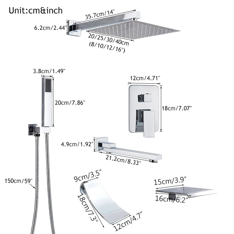 Chrome Concealed Shower Faucet