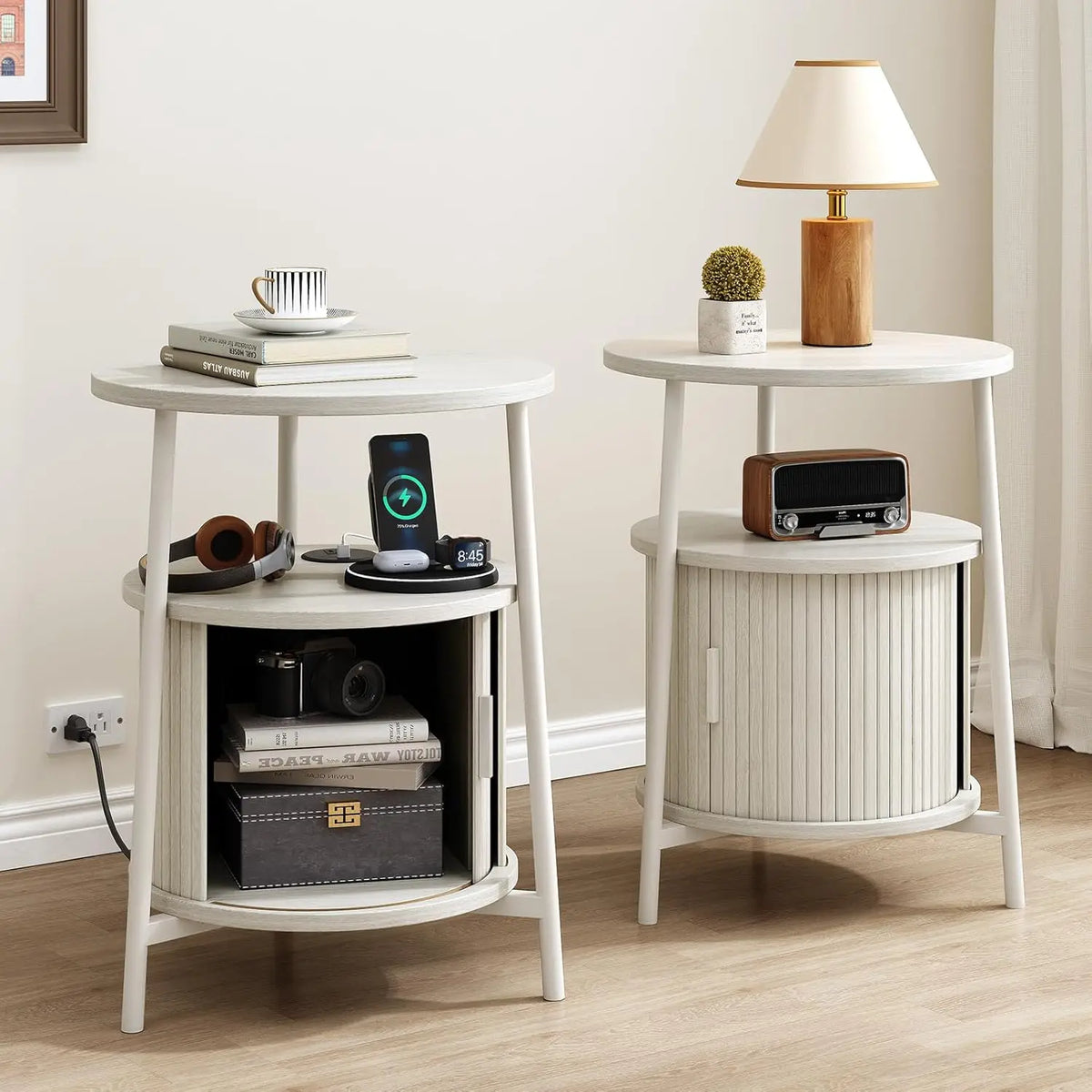 Fluted Round End Table