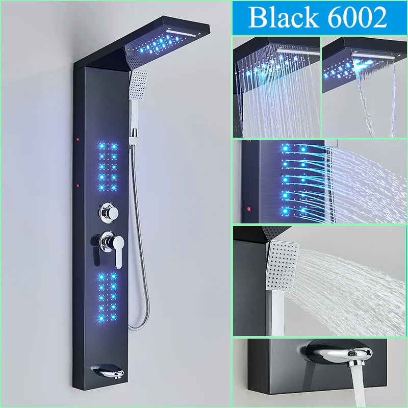 Black LED Shower Faucet Shower Panel & Column