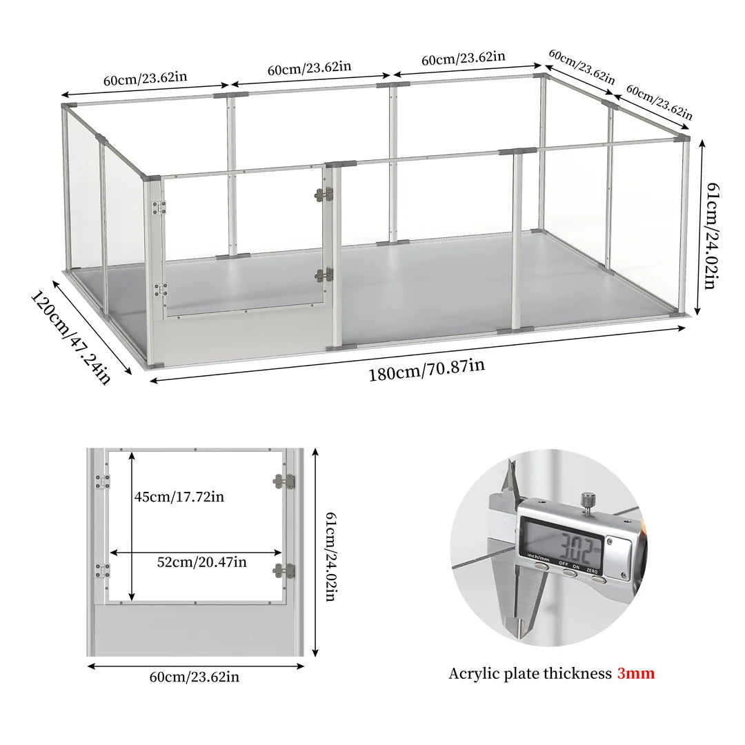 Ex-Large Clear Acrylic waterproof pet Playpen