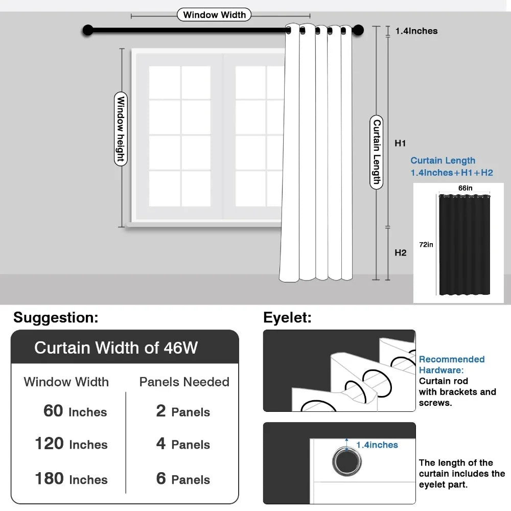 1PC 90% Blackout Curtain