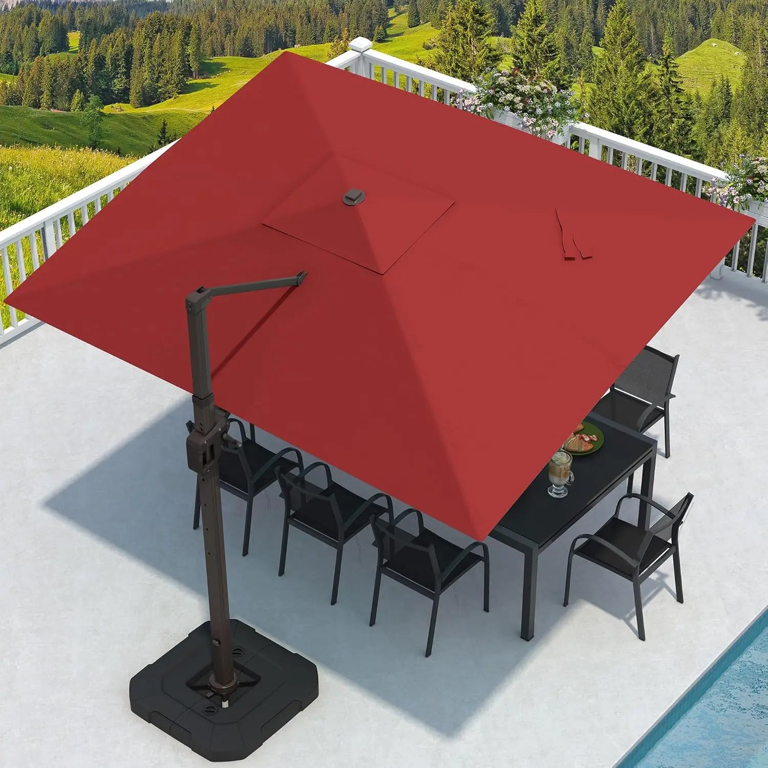 9' X 12' Cantilever Patio Umbrella Base Included 7 Tilts,