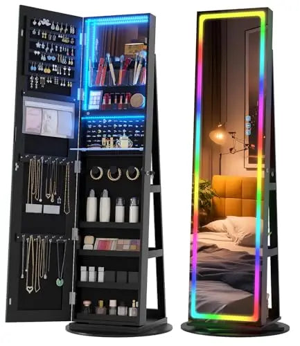 360° Swivel Jewelry Cabinet with Lights