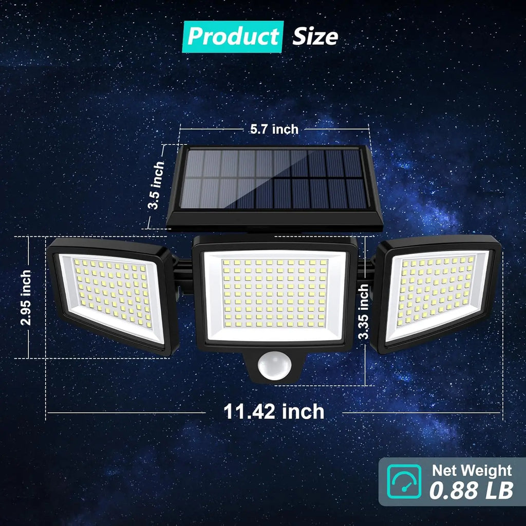 Waterproof Solar Light with Motion Sensor 3-Head