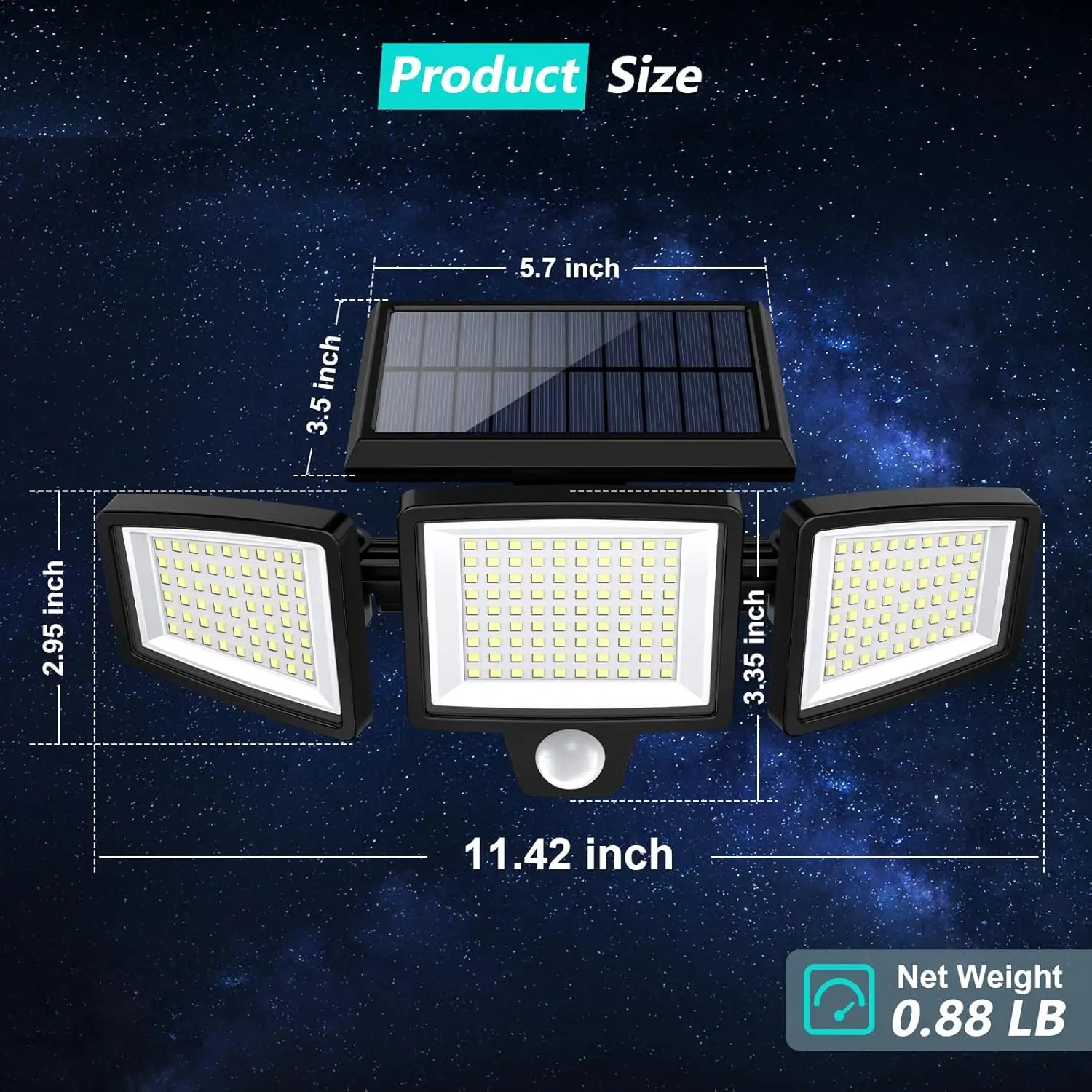 Waterproof Solar Light with Motion Sensor 3-Head