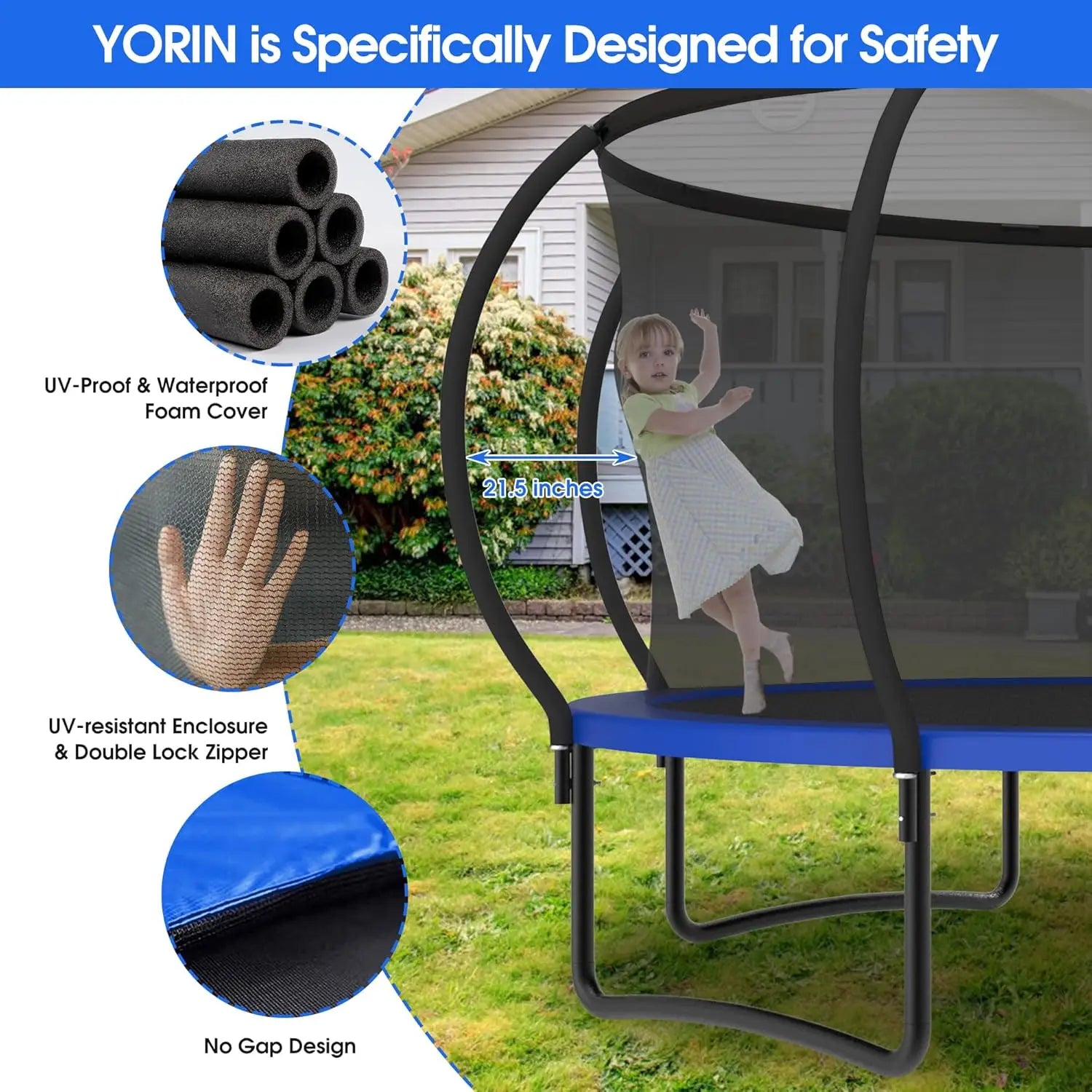 Outdoor Trampoline for Kids with Basketball