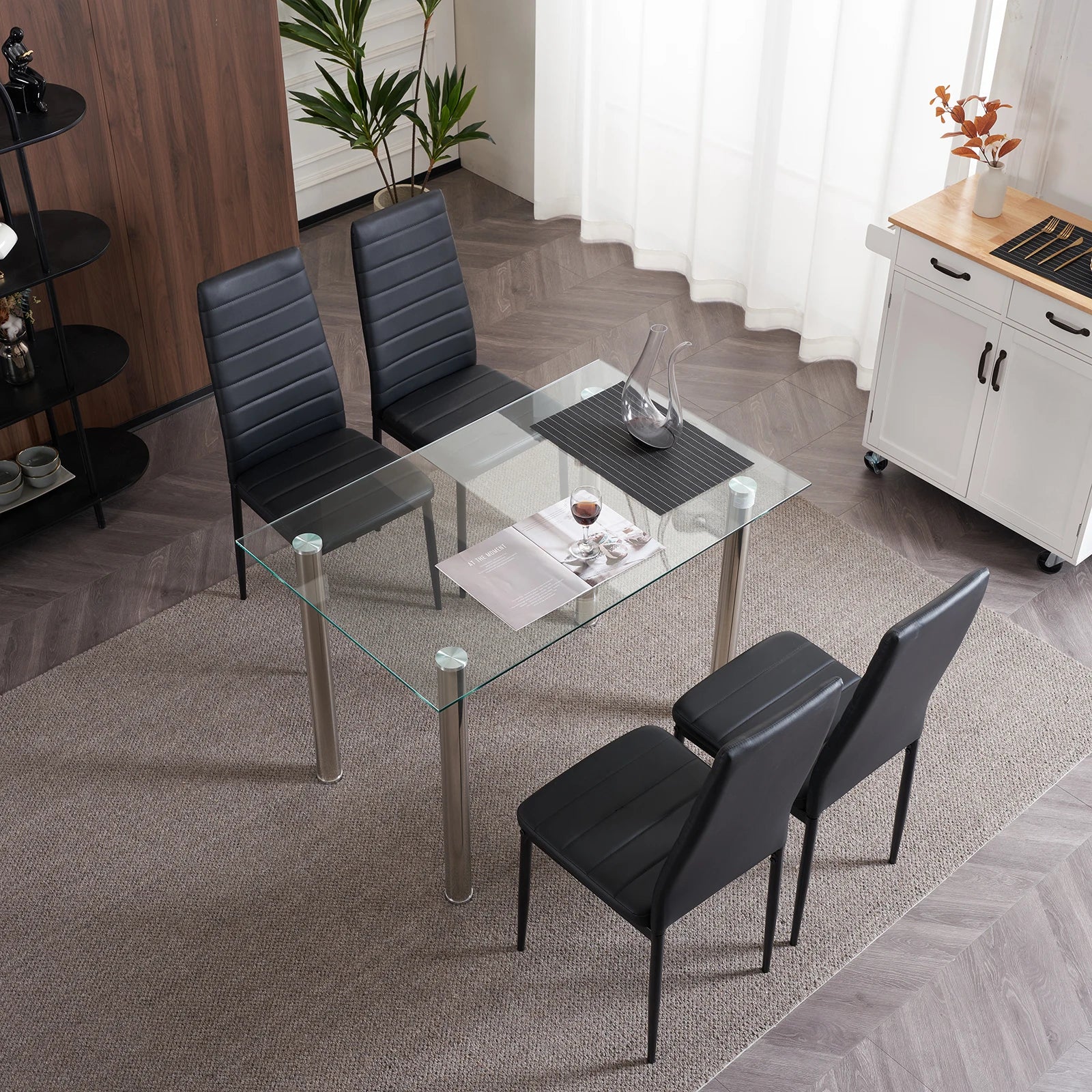 4-Pc. Black High Backrest Dining Chairs