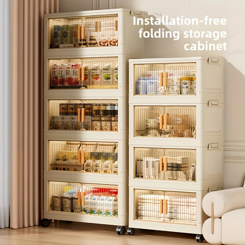3/4/5-Tier Pantry Cabinet Lidded/Stackable W/Wheels, Multi-use