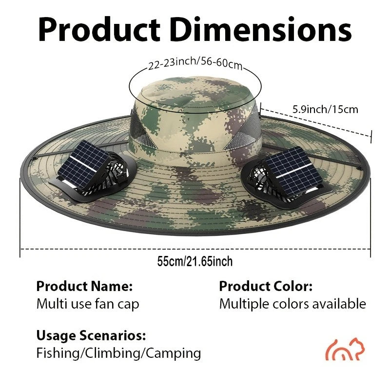 2-Fan Solar-Powered Sun Hat