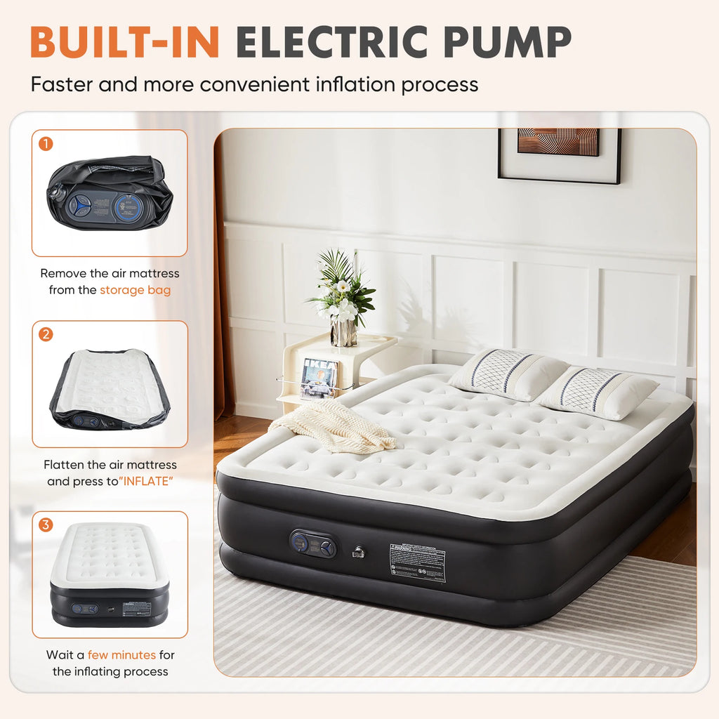 18IN Tall Air Mattress with Built in Pump