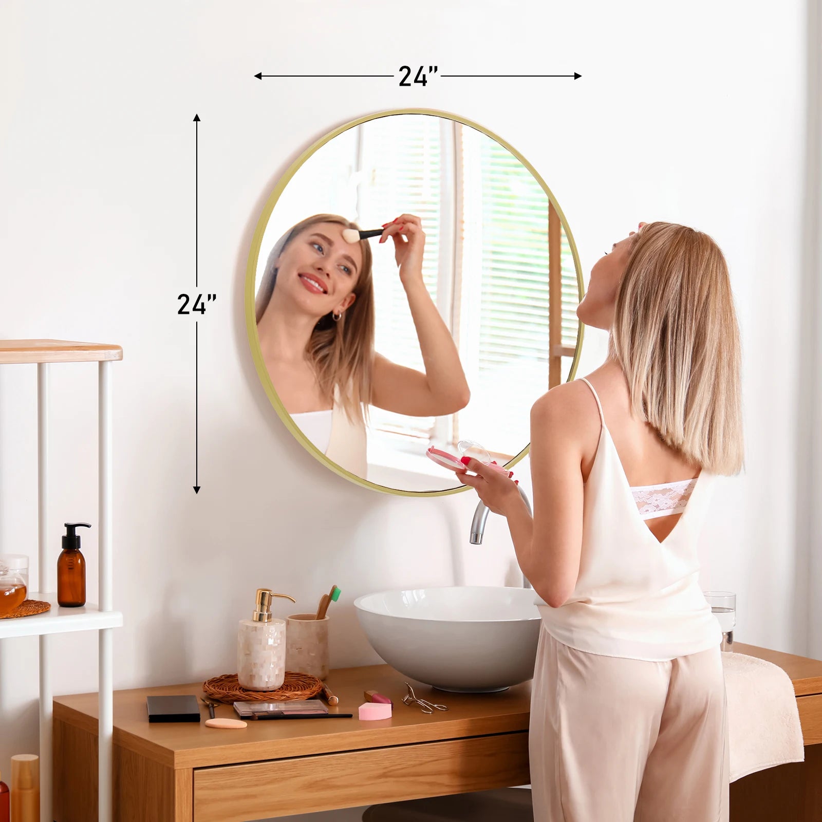 Large Gold Round Framed Mirror multiple sizes