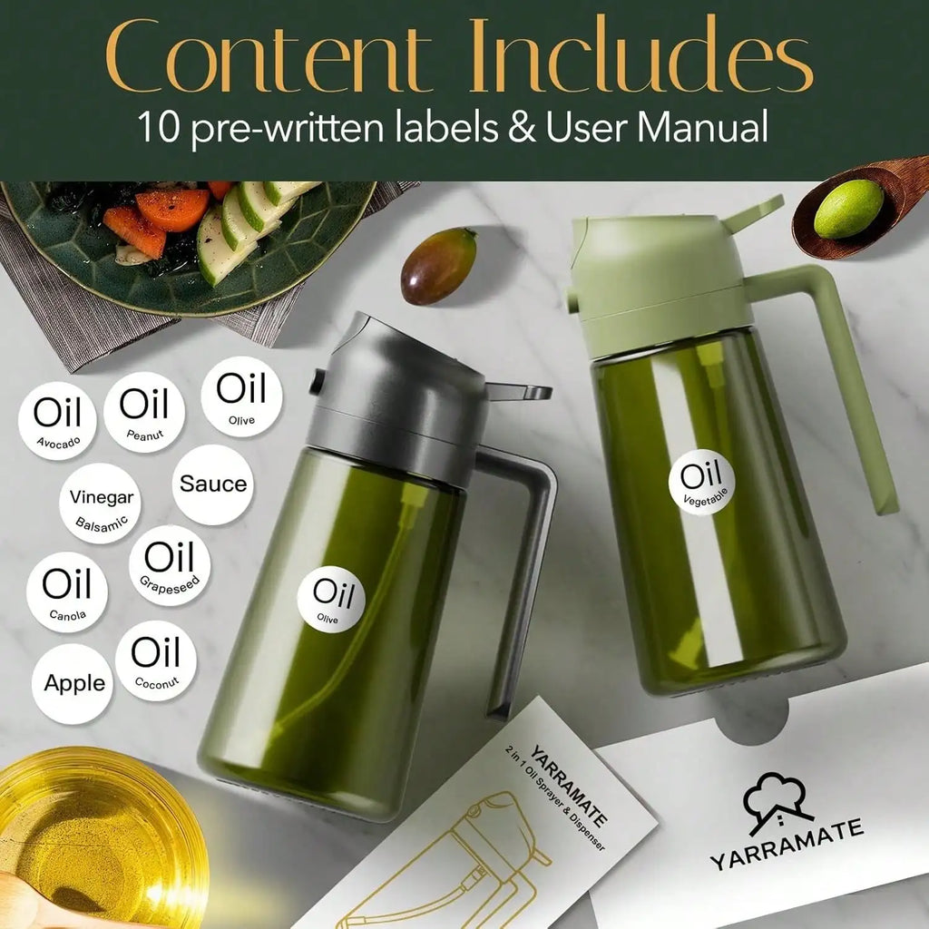 Glass Oil Dispenser 2 In 1 Spray Bottle