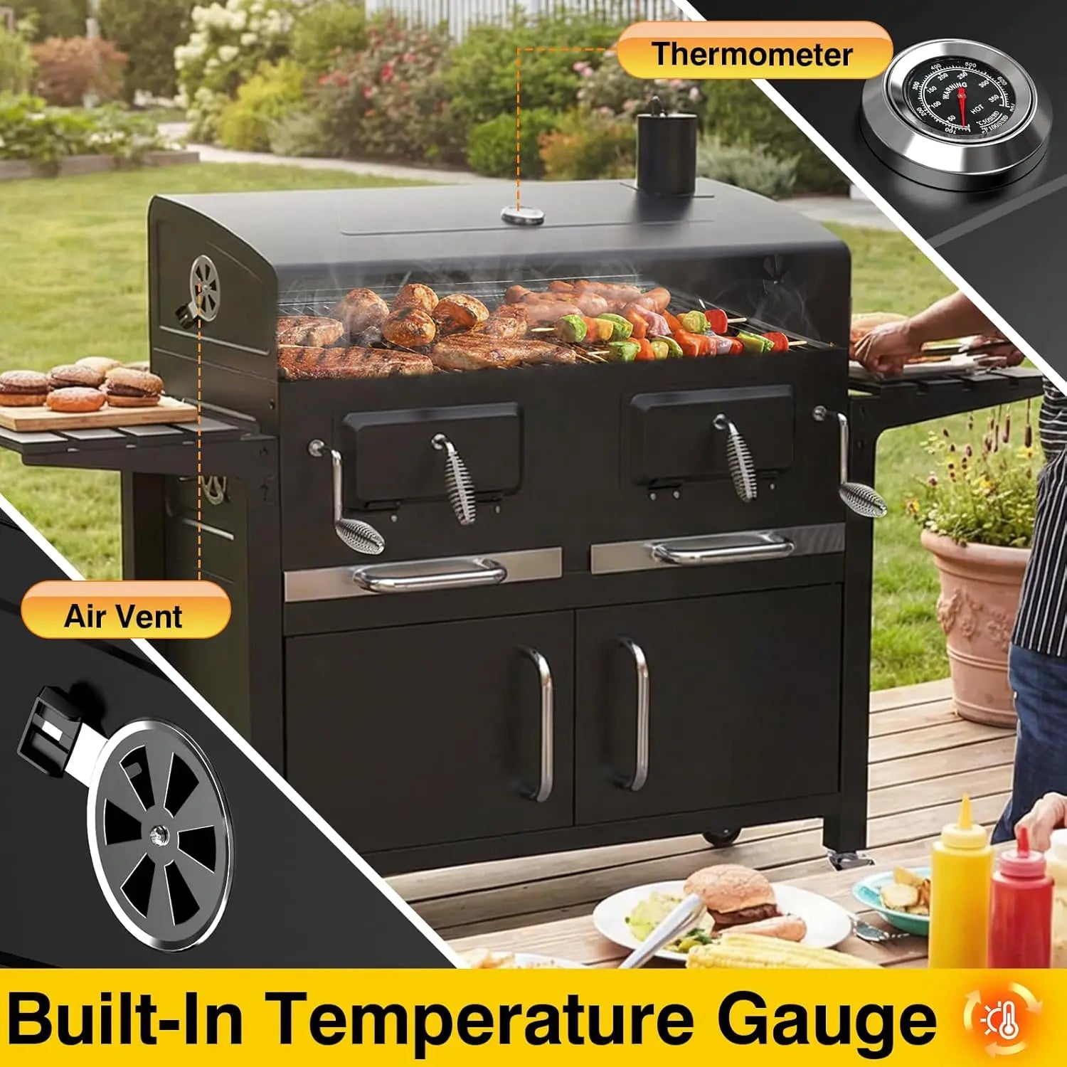 63' Charcoal BBQ Grill & Smoker